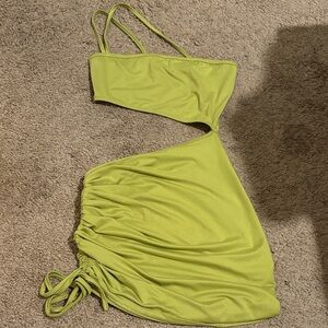 SHEIN Lime Green Cutout Mini Dress